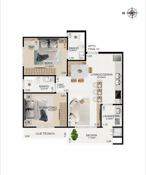 PLANTA HUMANIZADA AMETISTA APARTAMENTO 01