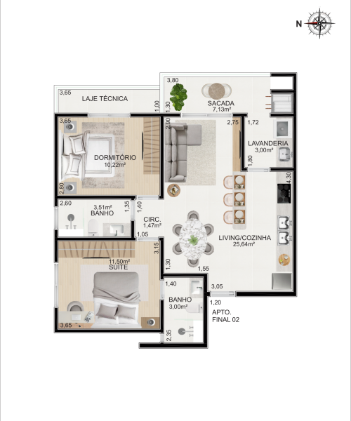 PLANTA HUMANIZADA AMETISTA APARTAMENTO 02